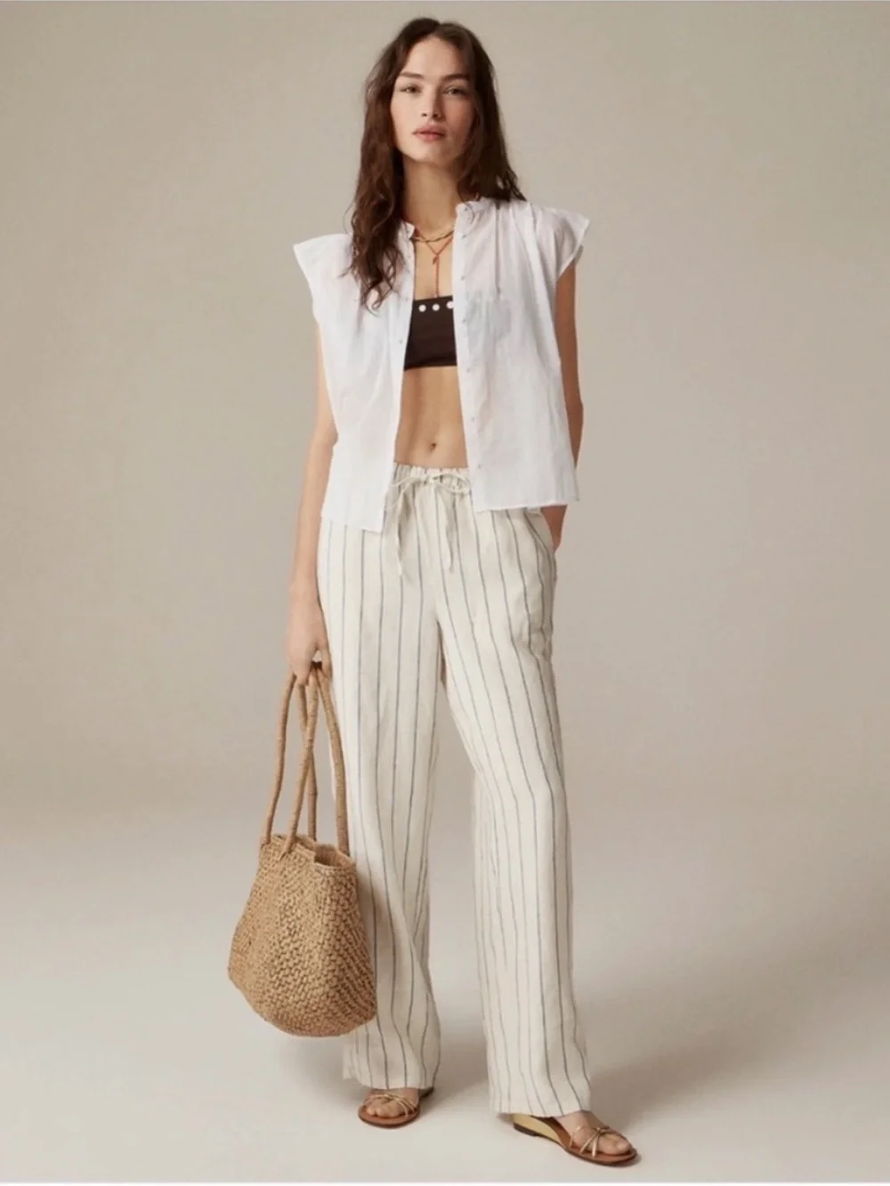 J Crew Top M Vacation White